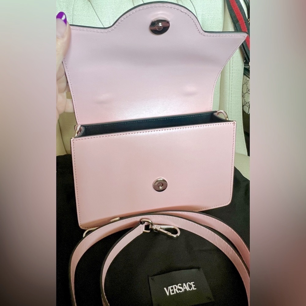 VERSACE La Medusa Pink Top Handle Shoulder Calfskin Leather Handbag Box Dust bag - Picture 10 of 15